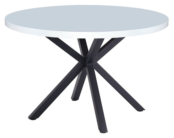 KONDELA Jedálenský stôl, biela matná/čierna, priemer 120 cm, MEDOR