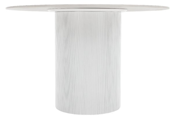 KONDELA Jedálenský stôl, biely mramor/MDF, priemer 120 cm, MAHIR TYP 1