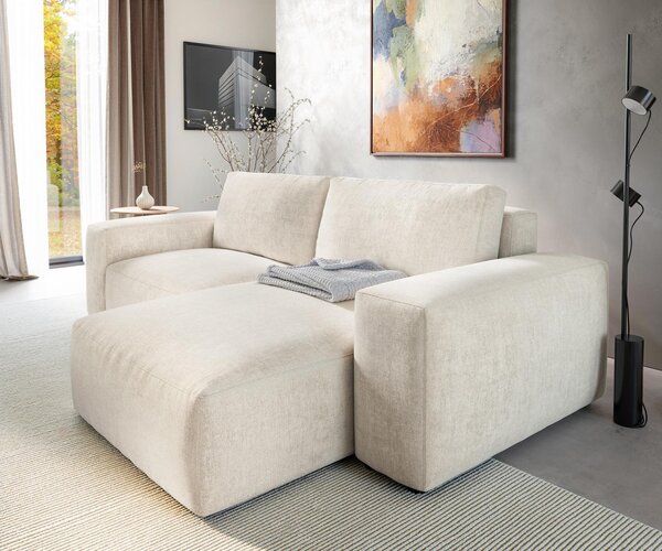 DELIFE Rohová pohovka Lanzo 230×155 cm texturovaná látka mäkká béžová variabilné ležadlo