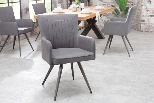 Invicta Interior - Retro dizajnová stolička ROADSTER starožitná šedá s podrúčkami
