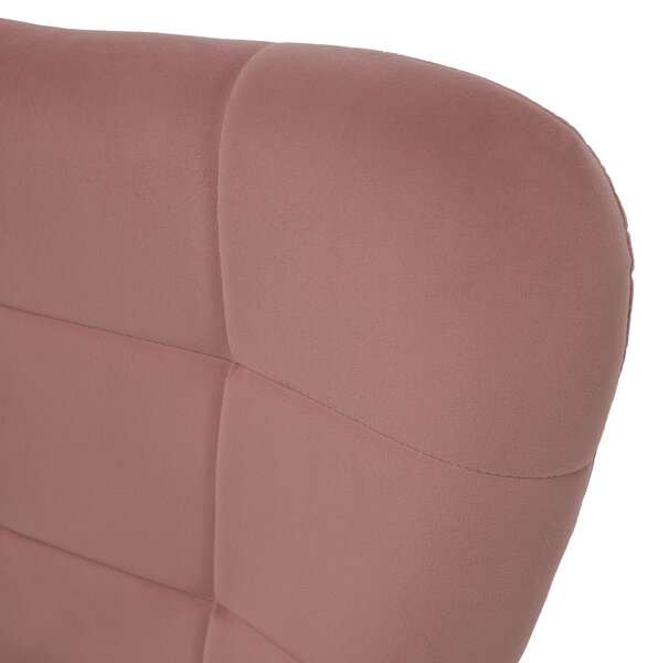 KONDELA Kreslo s podnožou, ružová Velvet látka/dub, HABEN