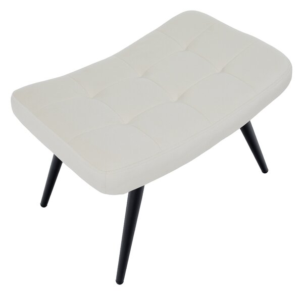 KONDELA Kreslo s podnožou, biela Velvet látka/čierna, HABEN