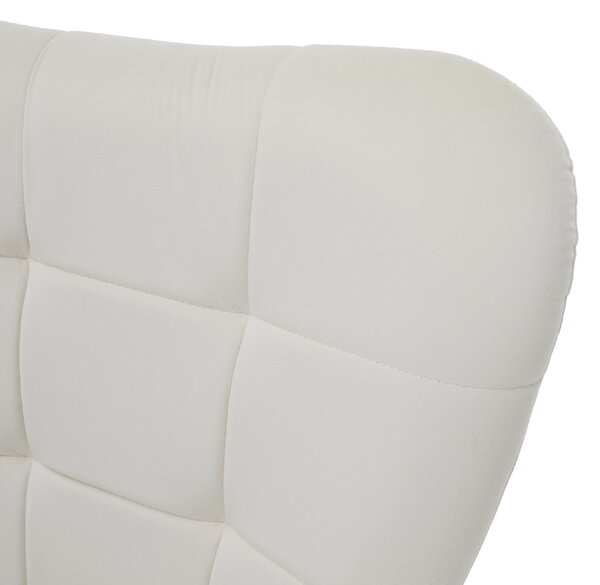 KONDELA Kreslo s podnožou, biela Velvet látka/čierna, HABEN