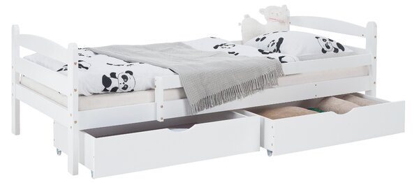 KONDELA Posteľ so zábranou, 90x200, biela, DALMA