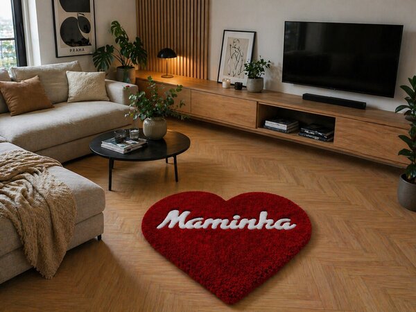 U.Rug koberce , Kusový koberec U.Rug Maminka, 100x100, biela, červená, obývacia izba