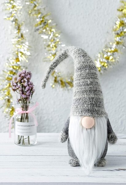 TUTUMI - Vianočný škriatok Mundek, šedý úplet YX018 - 50cm