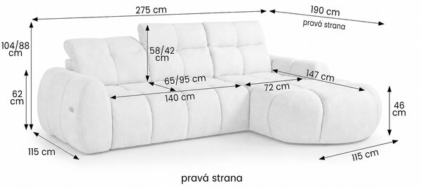 SORENA L, rohová sedačka (na obrázku je pravé prevedenie)
