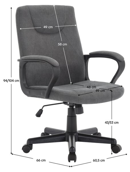 KONDELA Kancelárske kreslo, tmavosivá/čierna, REVIN