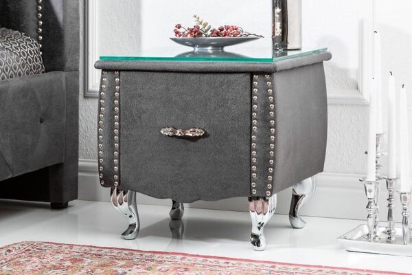 Invicta Interior - Elegantný nočný stolík EXTRAVAGANCIA 47 cm šedý