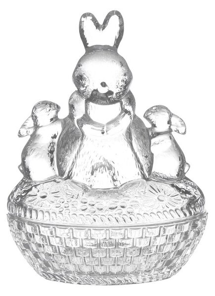 Sklenená dóza na cukríky s králikmi Rabbit - 12*9*17 cm - Clayre & Eef