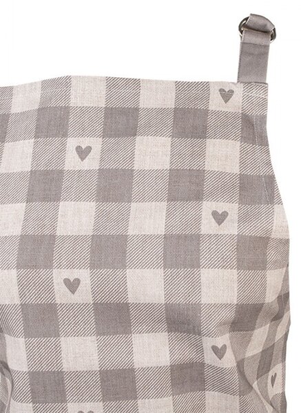 Kitchen Apron 70x85 Cm Grey Beige Cotton Hearts - 70*85 cm - Clayre & Eef
