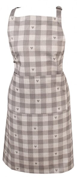 Kitchen Apron 70x85 Cm Grey Beige Cotton Hearts - 70*85 cm - Clayre & Eef