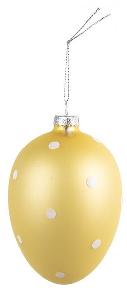 Žlté závesné sklenené vajíčko s bodkami Egg Dots - Ø 8*12 cm - Clayre & Eef