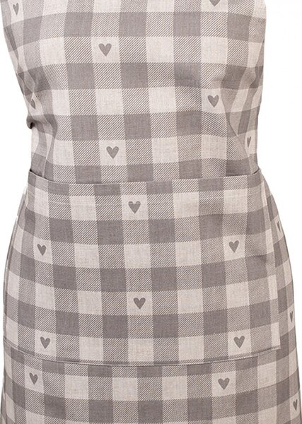 Kitchen Apron 70x85 Cm Grey Beige Cotton Hearts - 70*85 cm - Clayre & Eef