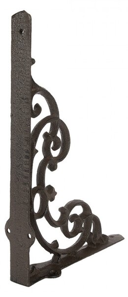 Hnedá kovová policová konzola s ornamentmi - 4*29*22 cm - Clayre & Eef