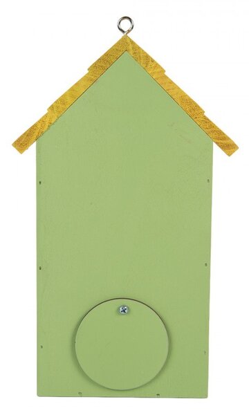 Zeleno-žltá drevená vtáčia búdka so včielkami Birdhouse - 15*10*22 cm - Clayre & Eef