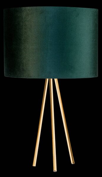 Stolová lampa Monaco trojnožka zlatá, zelený zamat