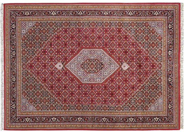 Ručne viazaný červeno modrý koberec Ganga 705 RED perským motívom 1,40 x 2,00 m