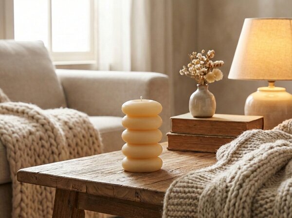 Stĺpcová sviečka MACARON 11,5 cm svetložltá