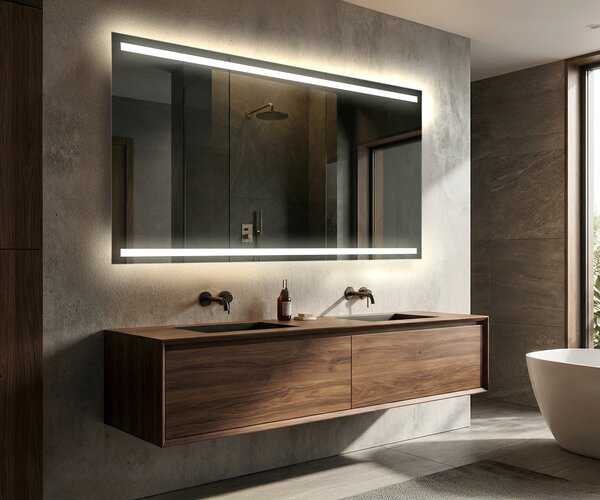 80x60 Moderne zrkadlo do kupelne s LED L09