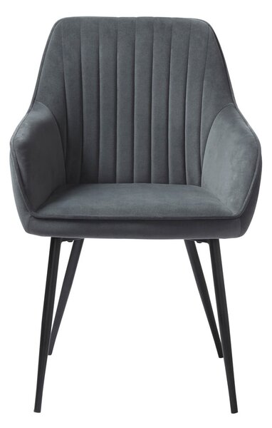 Sivé čalúnené jedálenské kreslá v súprave s podrúčkami 2 ks Nolan Stripe – Unique Furniture