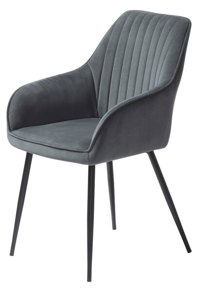Sivé čalúnené jedálenské kreslá v súprave s podrúčkami 2 ks Nolan Stripe – Unique Furniture