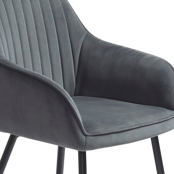 Sivé čalúnené jedálenské kreslá v súprave s podrúčkami 2 ks Nolan Stripe – Unique Furniture