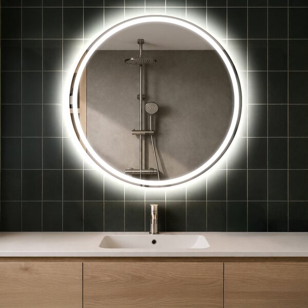 Nástenne zrkadlo okrúhle do kupelne s osvetlenim LED L76 kozmetické zrkadlo na stenu
