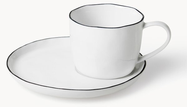 Ručne vyrobená šálka's podšálkou z porcelánu Salt