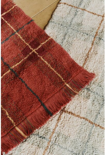 Krémový/šalviovozelený prateľný/ručne tkaný bavlnený koberec 140x190 cm Tartan Blue Sage – Lorena Canals