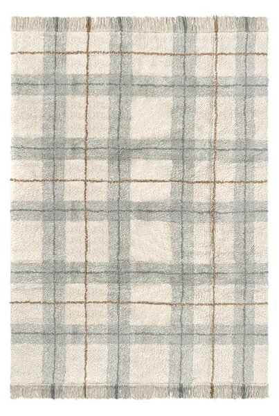 Krémový/šalviovozelený prateľný/ručne tkaný bavlnený koberec 140x190 cm Tartan Blue Sage – Lorena Canals
