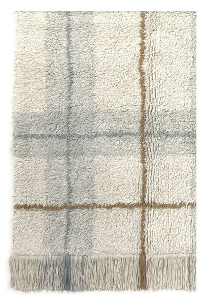 Krémový/šalviovozelený prateľný/ručne tkaný bavlnený koberec 140x190 cm Tartan Blue Sage – Lorena Canals