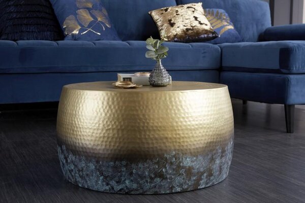 Invicta Interior - Ručne vyrobený stolík ORIENT III 60 cm tepaný dizajn, zlatý