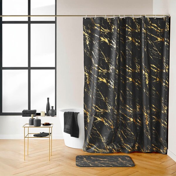 Čierna/v zlatej farbe kúpeľňová predložka 45x75 cm Aquamarbre – douceur d'intérieur