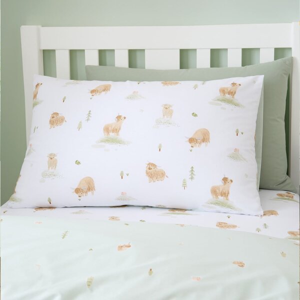 Biele/zelené bavlnené detské obliečky na jednolôžko 135x200 cm Mini Moo Cow – Bianca