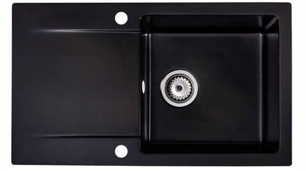 Sink Quality Ferrum, kuchynský granitový drez 770x450x190 mm + sifón, čierna, FER.C.1KDO.X