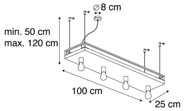 Inteligentné závesné svietidlo čierne s drevom 4-svetlo vrátane Wifi G95 - Shelf