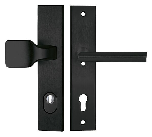 Bezpečnostné kovanie TWIN ALPHA DEF (CM), madlo/klika, Otvor na cylindrickú vložku PZ, Twin CM (čierny mat), 72 mm