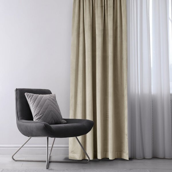 Hnedý/béžový zamatový dimout záves 140x245 cm Eyelets – Restilo