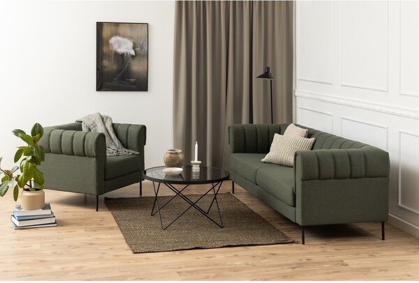 Čierny konferenčný stolík so sklenenou doskou ø 80 cm Cuxton – Actona