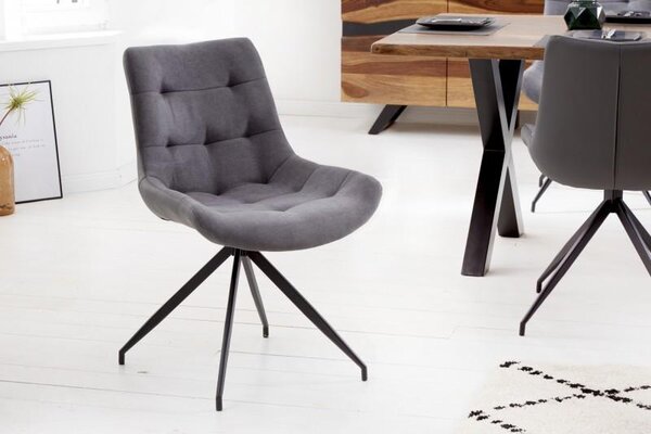 Invicta Interior - Dizajnová stolička DIVANI svetlo šedá, kovový rám čierny v retro štýle