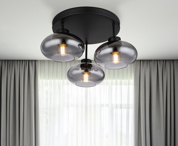 Globo 15572-3D - Prisadené stropné svietidlo SHAUN 3xE27ILLU/40W/230V čierna