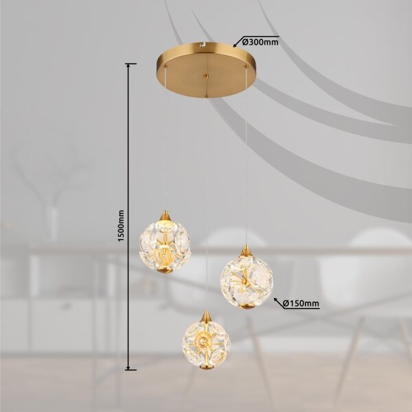 Globo 16047-3H - LED závesný luster na lankách VIRINA LED/24W/230V 3000K zlatý