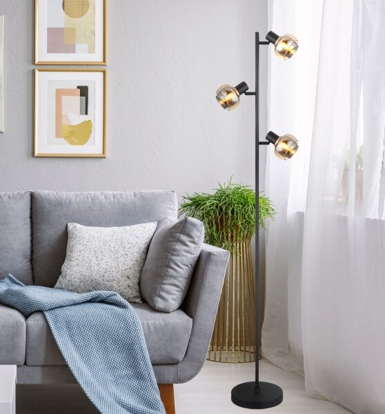 Globo 54309SB - Stojacia lampa TOKKI 3xE14/40W/230V čierna