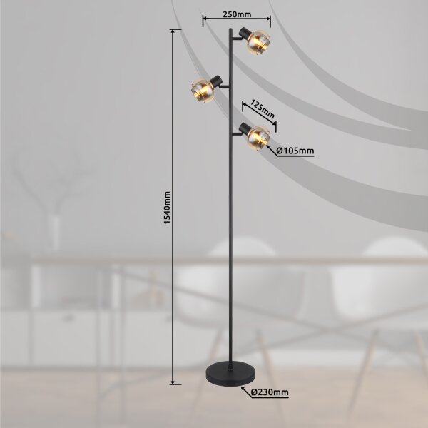 Globo 54309SB - Stojacia lampa TOKKI 3xE14/40W/230V čierna