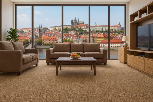 Ideal , Koberec metráž Efekt 5151, na mieru, šíře 4m, hnedá, filc, chodba / predsieň