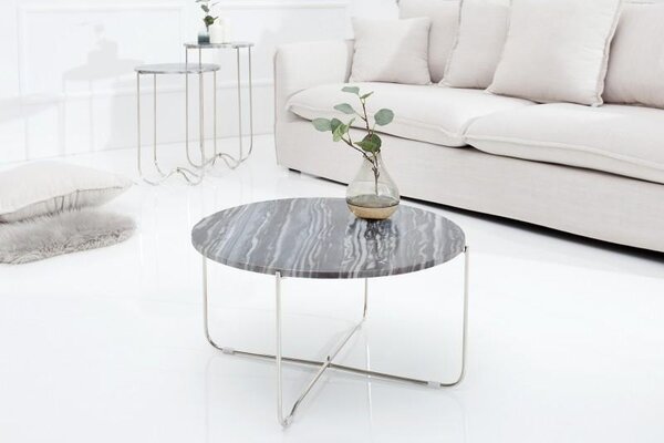 Invicta Interior - Exkluzívny konferenčný stolík NOBLE 62 cm šedý, mramor, vysoko kvalitne spracovaný