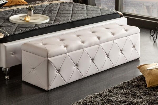 Invicta Interior - Elegantná posteľná lavica EXTRAVAGANCIA 140 cm biely dizajn Chesterfield
