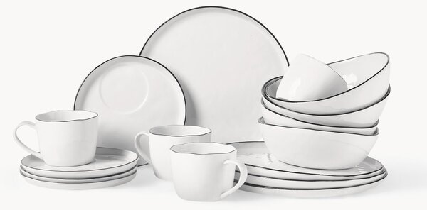 Ručne vyrobená porcelánová raňajková súprava Salt, 4 osoby, 16 ks