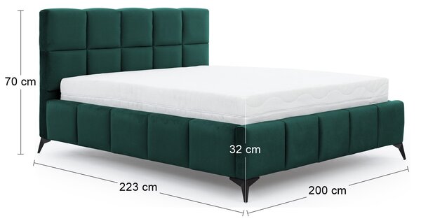 Čalúnená manželská posteľ s roštom Molina 180 - tmavozelená